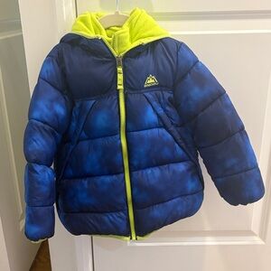 Snozu Navy and Neon Yellow Puffer Jacket